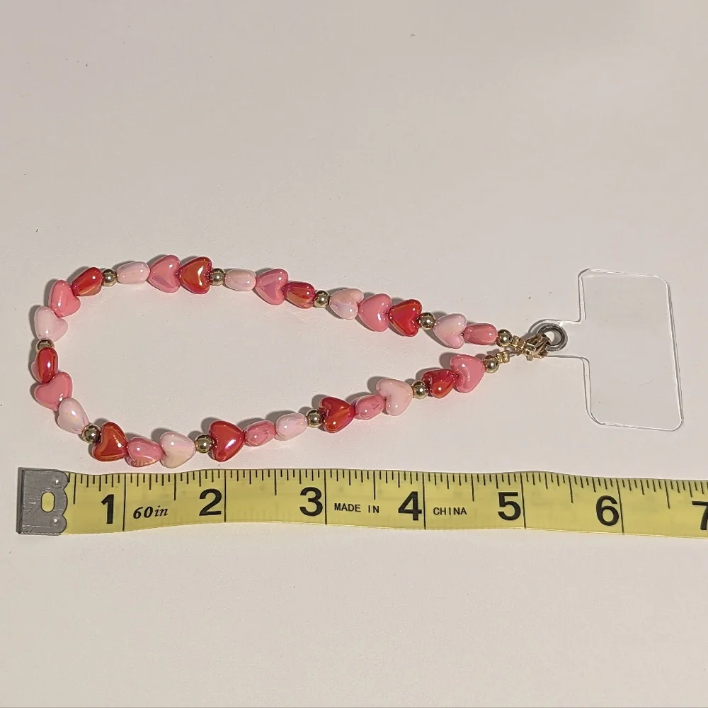 Heart Beaded Cell Phone Holder Wristlet New!